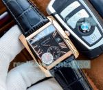 Swiss Cartier Tanks Rose Gold Black Dial Watch